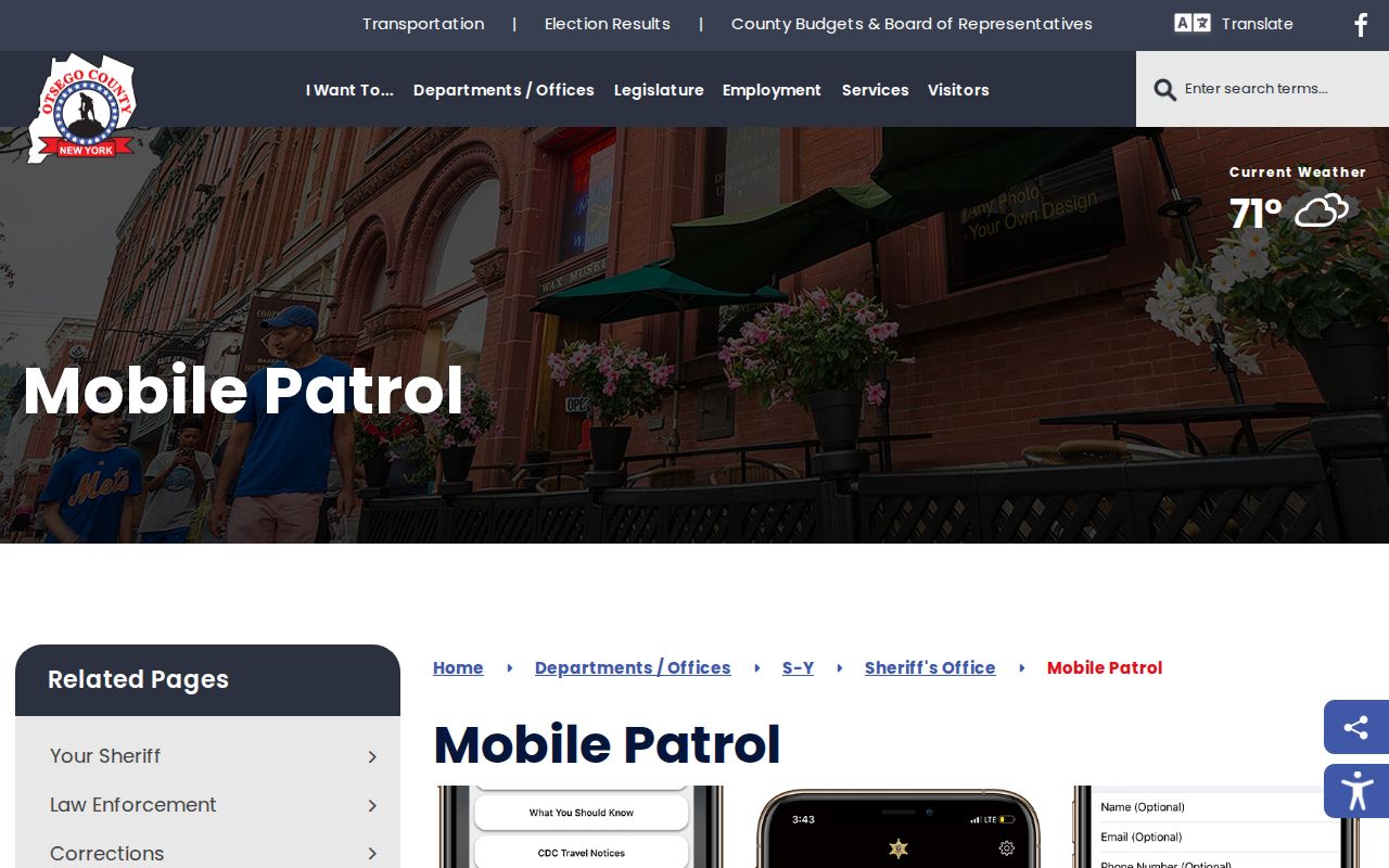 Otsego County Sheriff app page for records updates