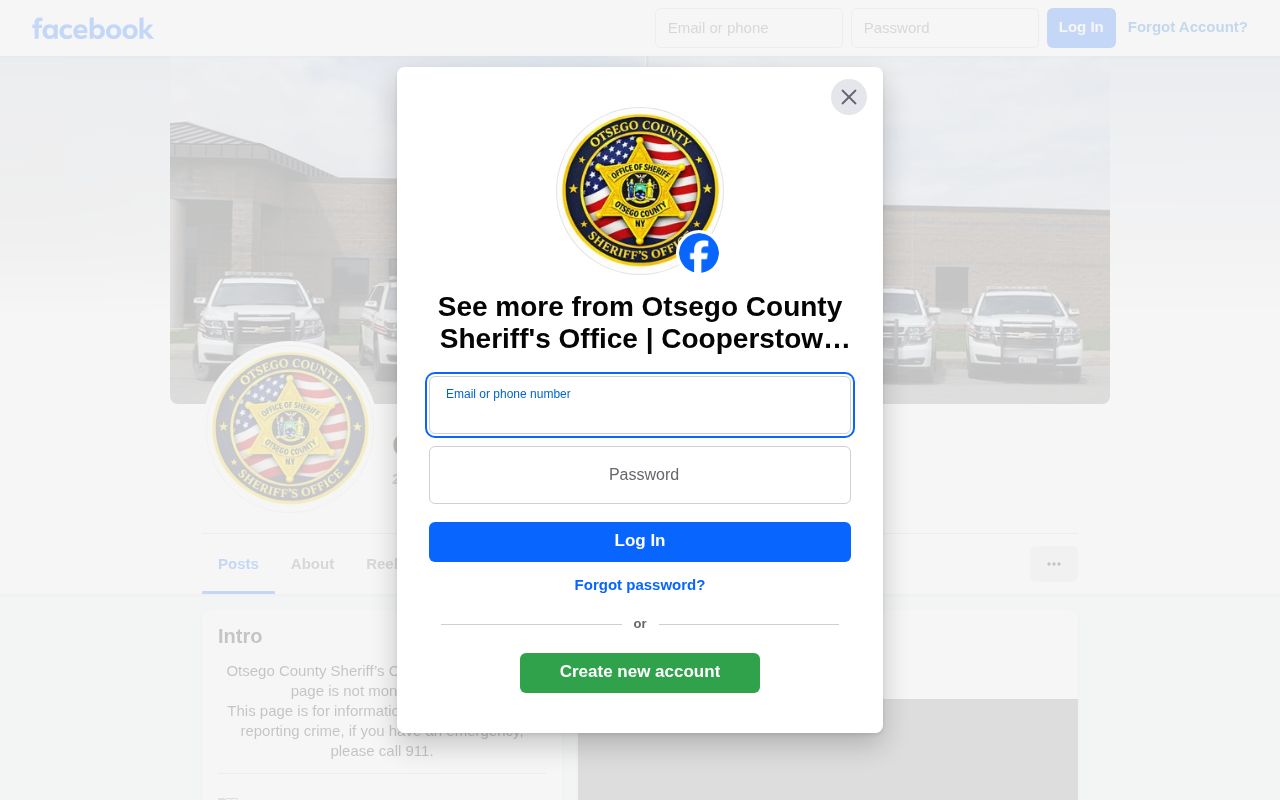 Otsego County Sheriff official Facebook page for most-wanted public notices